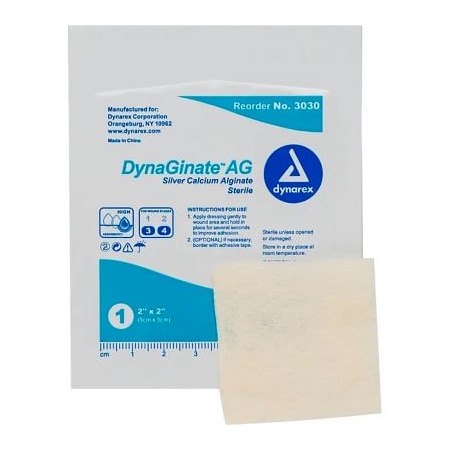 Dynarex Dynarex DynaGinate AG Silver Calcium Alginate Dressing, 2inL x 2inW, 10 Pcs 3030